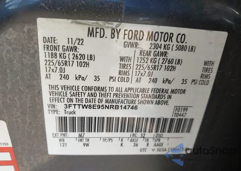 2022 Ford Maverick Xl z USA, uszkodzony, nr VIN 3FTTW8E95NRB14746